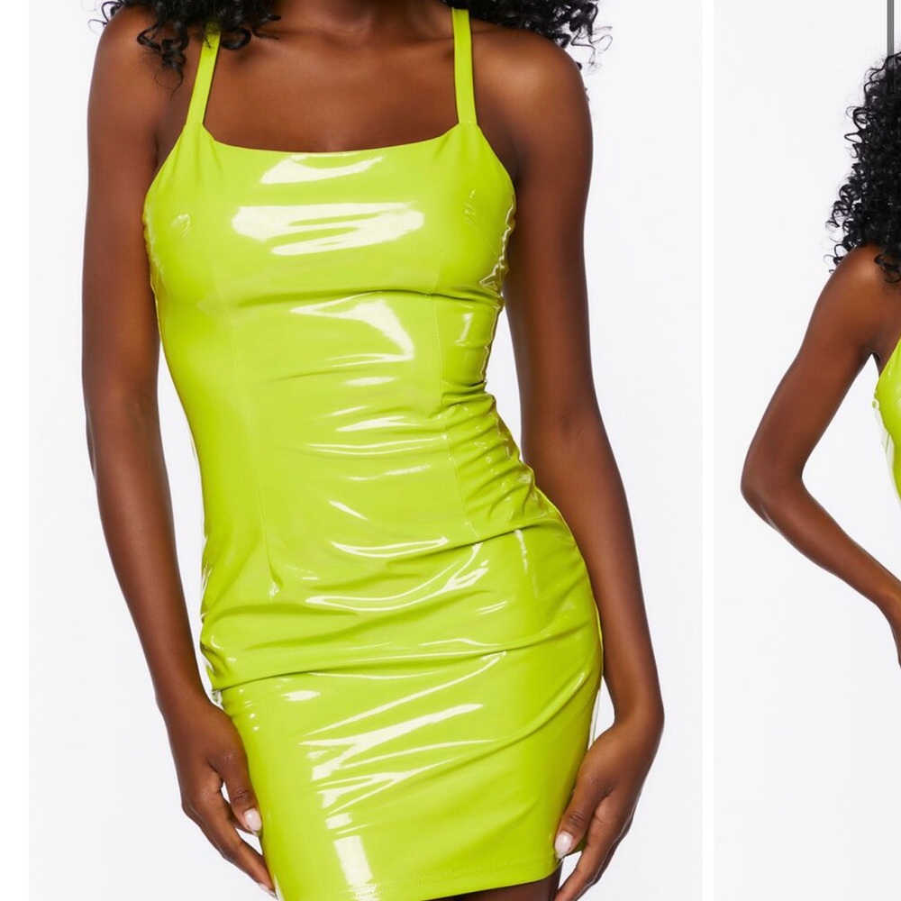 Faux Patent Leather Dress